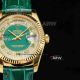 swiss replica rolex day date iced out yellow gold green strap watch (7)_th.jpg